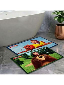 Athom Living - Kids Premium Nylon Bathmat With Latex Backing Anti-Skid Multi-Color (Pack of 2)