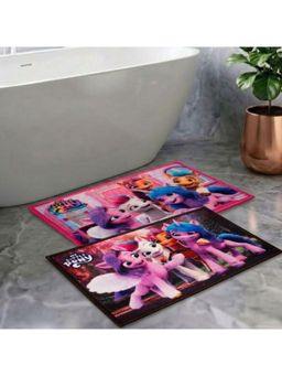 Athom Living - Kids Premium Nylon Bathmat With Latex Backing Anti-Skid Multi-Color (Pack of 2)