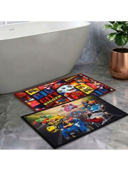 Athom Living - Kids Premium Nylon Bathmat With Latex Backing Anti-Skid Multi-Color (Pack of 2)