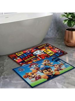 Athom Living - Kids Premium Nylon Bathmat With Latex Backing Anti-Skid Multi-Color (Pack of 2)