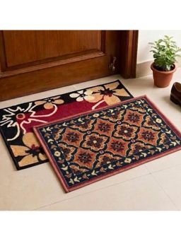 Athom Living - Multi-Color Floral Premium Anti Skid Door Mats (Pack of 2)