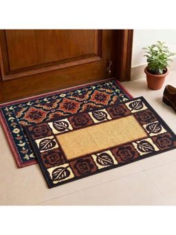 Athom Living - Multi-Color Floral-Leaf Premium Anti Skid Door Mats (Pack of 2)