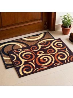 Athom Living - Brown Geometric Premium Anti Skid Door Mats (Pack of 2)