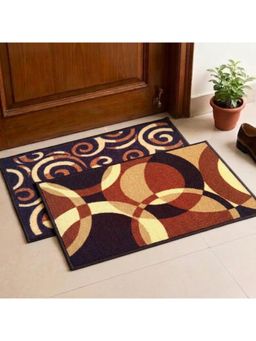 Athom Living - Brown Geometric Premium Anti Skid Door Mats (Pack of 2)