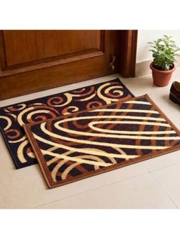 Athom Living - Brown Abstract-Geometric Premium Anti Skid Door Mats (Pack of 2)