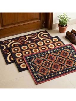 Athom Living - Multi-Colour Premium Anti Skid Door Mats (Pack of 3)