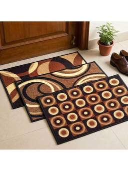 Athom Living - Multi-Colour Geometric Premium Anti Skid Door Mats (Pack of 3)