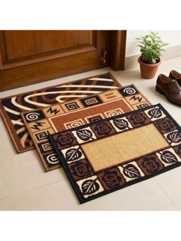 Athom Living - Multi-Colour Abstract Premium Anti Skid Door Mats (Pack of 3)