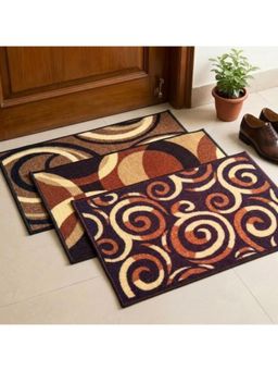 Athom Living - Multi-Colour Geometric Premium Anti Skid Door Mats (Pack of 3)