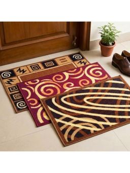 Athom Living - Multi-Colour Geometric Premium Anti Skid Door Mats (Pack of 3)