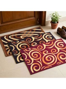 Athom Living - Multi-Colour Geometric Premium Anti Skid Door Mats (Pack of 3)