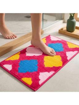 Athom Living - Pink Easy Home Designer Soft Anti Slip Bath Mat (M)