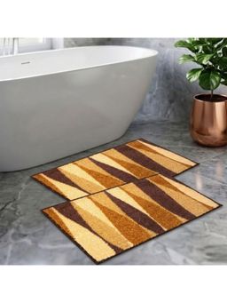 Athom Living - Brown Trendz Easy Home Designer Soft Anti Slip Bath Mats (Pack Of 2) (M)
