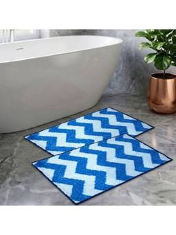 Athom Living - Blue Trendz Easy Home Designer Soft Anti Slip Bath Mats (Pack Of 2) (M)