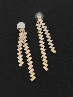 Adwitiya - Women Gold Plated Stone Studded Tessel Handcrafted Dangle Earrings