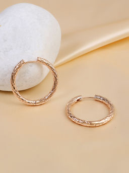 Adwitiya - Women Rose Gold-Plated Handcrafted Hoop Earrings