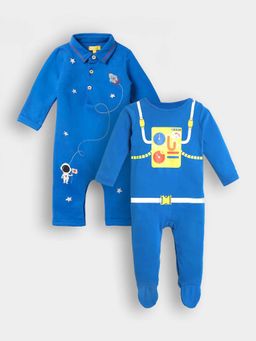 Somersault - Blue Printed Sleepsuits (Pack of 2)