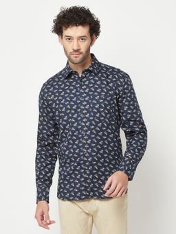 CRIMSOUNE CLUB - Navy Blue Floral Shirt