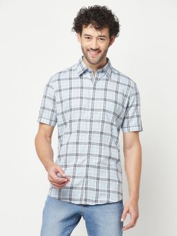 CRIMSOUNE CLUB - Sky Blue Checked Shirt