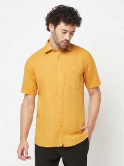 CRIMSOUNE CLUB - Mens Mustard Linen Shirt