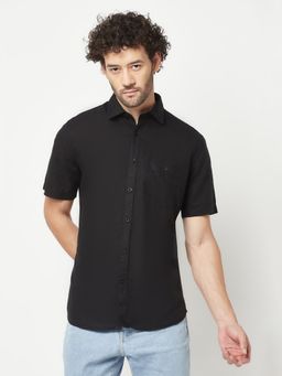 CRIMSOUNE CLUB - Mens Black Linen Shirt