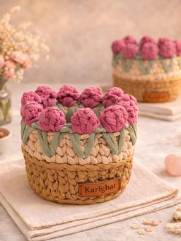 Karighar - Tulip Twirl Basket Pink