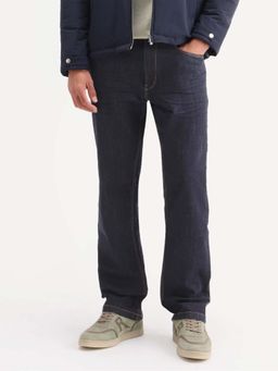 Rare Rabbit - MORRIS REGULAR FIT RAW DENIM WITH 3D WISHKERS - Navy Blue