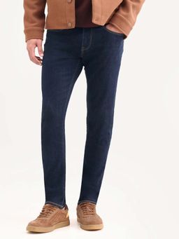Rare Rabbit - HAWK SLIM FIT RAW DENIM WITH 3D WISHKERS - Navy Blue