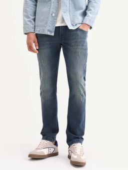 Rare Rabbit - HAWK SLIM FIT MID WASH TINTED JEANS - Blue