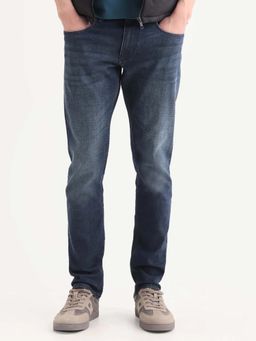 Rare Rabbit - HAWK SLIM FIT MID WASH TINTED JEANS - Navy Blue