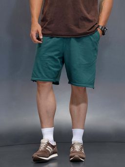 WROGN - Washed Men's Casual Oversized Fit Shorts | Dark Green