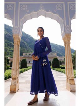 Ragavi - Blue Leheriya Maxi Dress