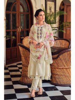 Autumnlane - Shabnam Cream Full Work Suit with Floral Organza Dupatta (Set of 3)