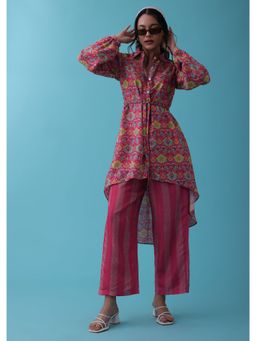 KALKI FASHION - Cherry Pink Floral Printed Kurta (Set of 2)