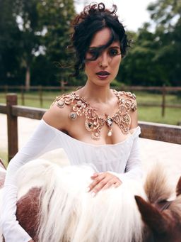 Outhouse - The Wild Empress Bridal Cape Green Necklace