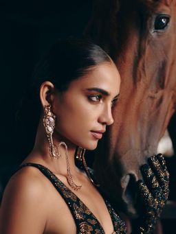 Outhouse - Temptress Leopard Statement Brown Earrings