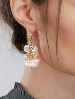Outhouse - Pearls Des Celeste Keshi Pearl Drop White Earrings
