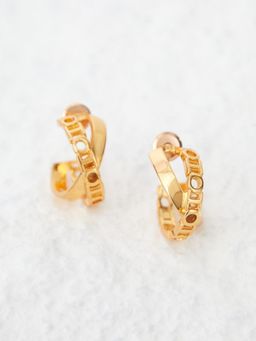 Outhouse - O.H Monogram Mini Archway Hoops Gold Earrings