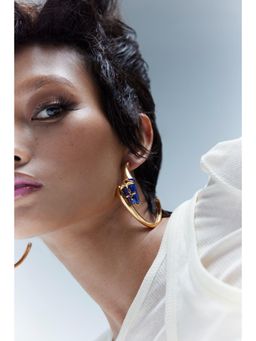 Outhouse - The Lazuli Sculpt Hoop Blue Earrings