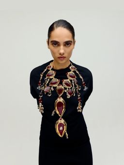 Outhouse - Crimson Halo Lariat Red Necklace