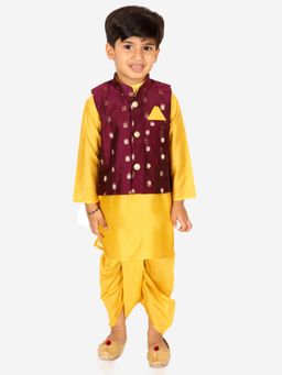 BownBee - Boys Chanderi Jacket with Chanderi Dhoti Kurta (Set of 3)