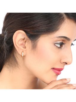 Yellow Chimes - Women Stainless Steel Gold-Toned Crystal Studded Hoop Earrings