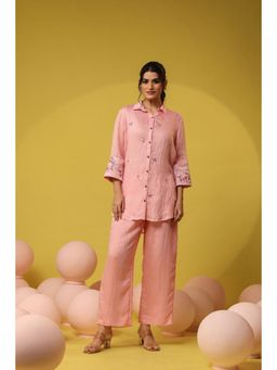 Scakhi - Pink Mul Chanderi Embroidered Co-Ord Set