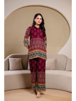 BERRYLICIOUS - Maroon Ethnic Motif Printed Co-Ord Set