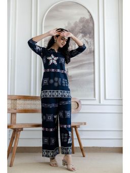 BERRYLICIOUS - Navy Blue Printed Co-Ord Set
