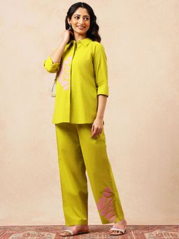 Vbuyz - Women's Parrot Straight Cotton Stitched Co-Ord Set