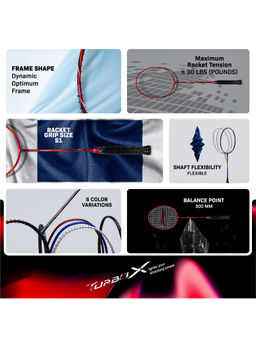 Li-Ning - Turbo X 80 III Strung Badminton Racket with Free Full Racket Cover (Red-Copper, 87 grams)