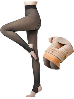 BRACHY - Kids Black Winter Warm Ultra Soft Fur Stretchable Thermal Stockings