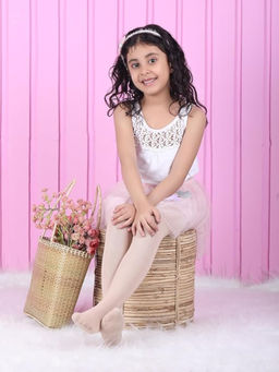 BRACHY - Beige Skin Full Footed Girls Winter Fur Velvet Tights