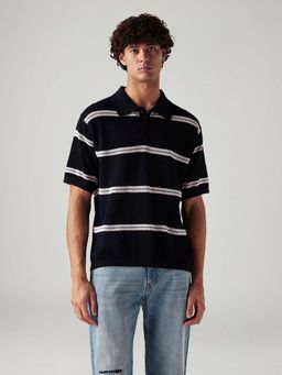Levi's - Men's Striped Navy Blue Loose Fit Polo T-Shirt